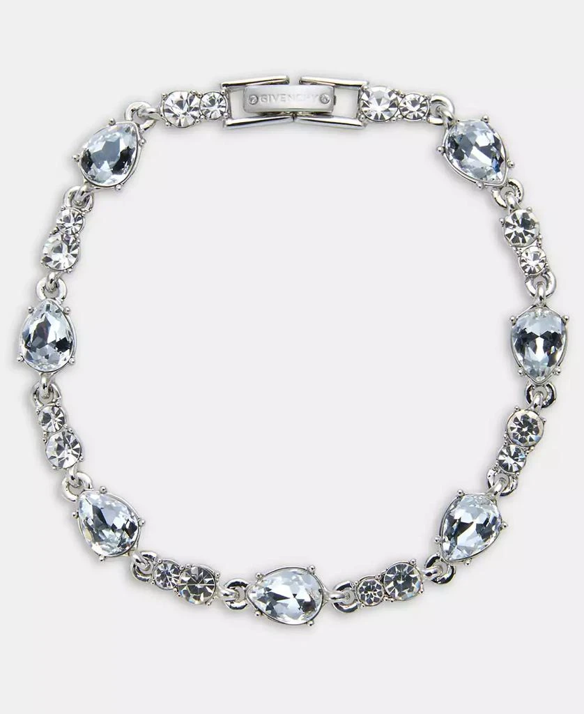 Givenchy Silver Tone Crystal Drama Open Flex Bracelet