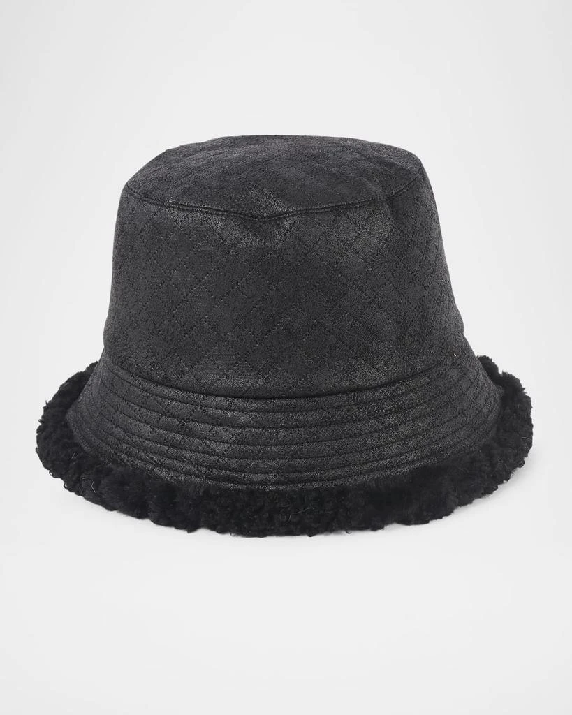 Pia Rossini Lucinda Quilted Faux Fur-Trim Bucket Hat 1