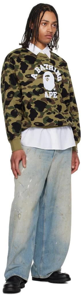 Bape Green 1st Camo Jacquard College Sweatshirt 4