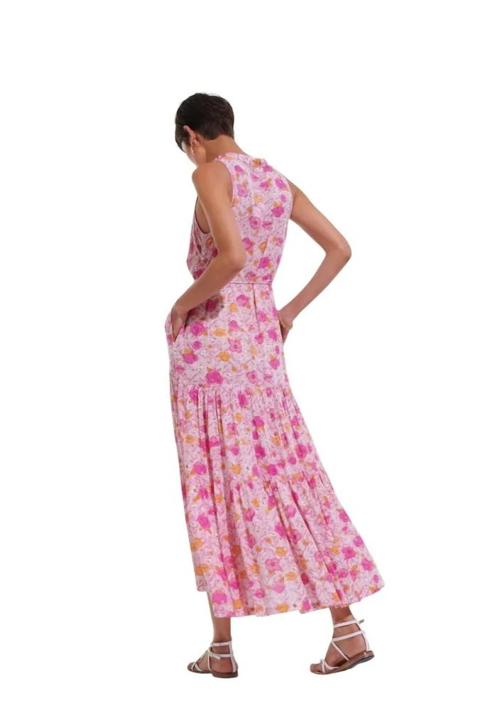 Poupette St Barth Nana V Neck Long Dress In Pink Petunia 2