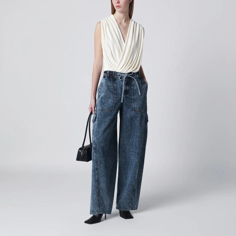 Alaïa Cream viscose bodysuit with hood 2