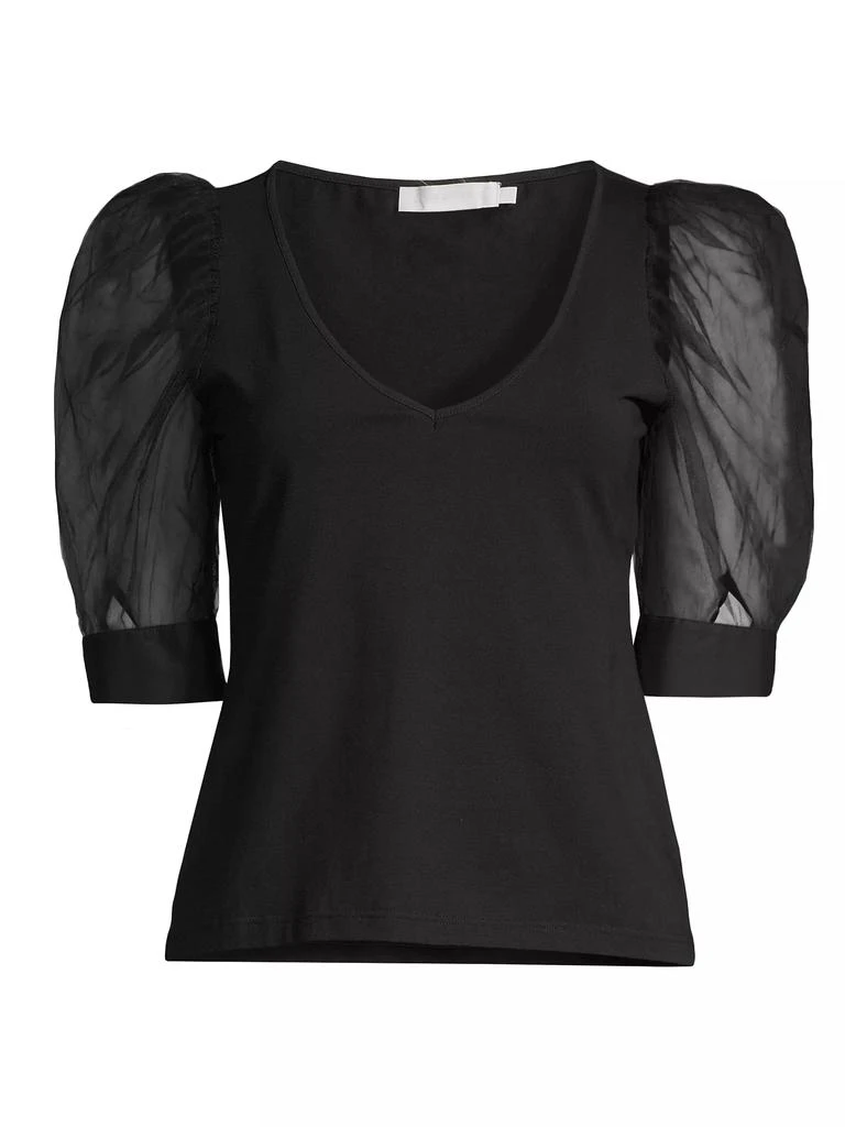 Anne Fontaine Aerial Mesh Puff-Sleeve T-Shirt 1