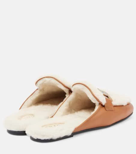 Tod's Catena shearling and leather mules 2