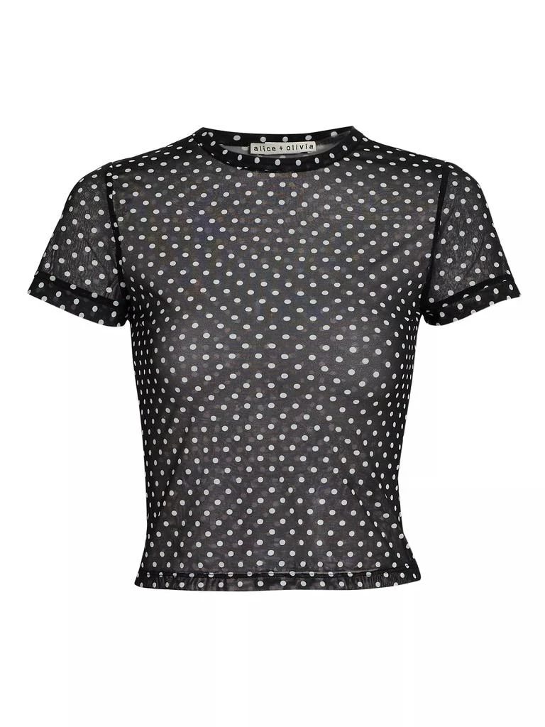 Alice + Olivia Tess Polka Dot Sheer Crewneck T-Shirt 1