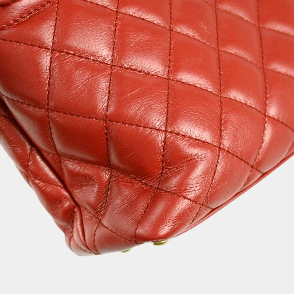Chanel Chanel Red Lambskin Drawstring Tote Bag 11
