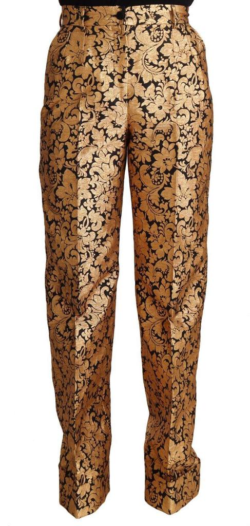 Dolce & Gabbana Dolce & Gabbana Gold Floral Jacquard Straight Polyester Pants