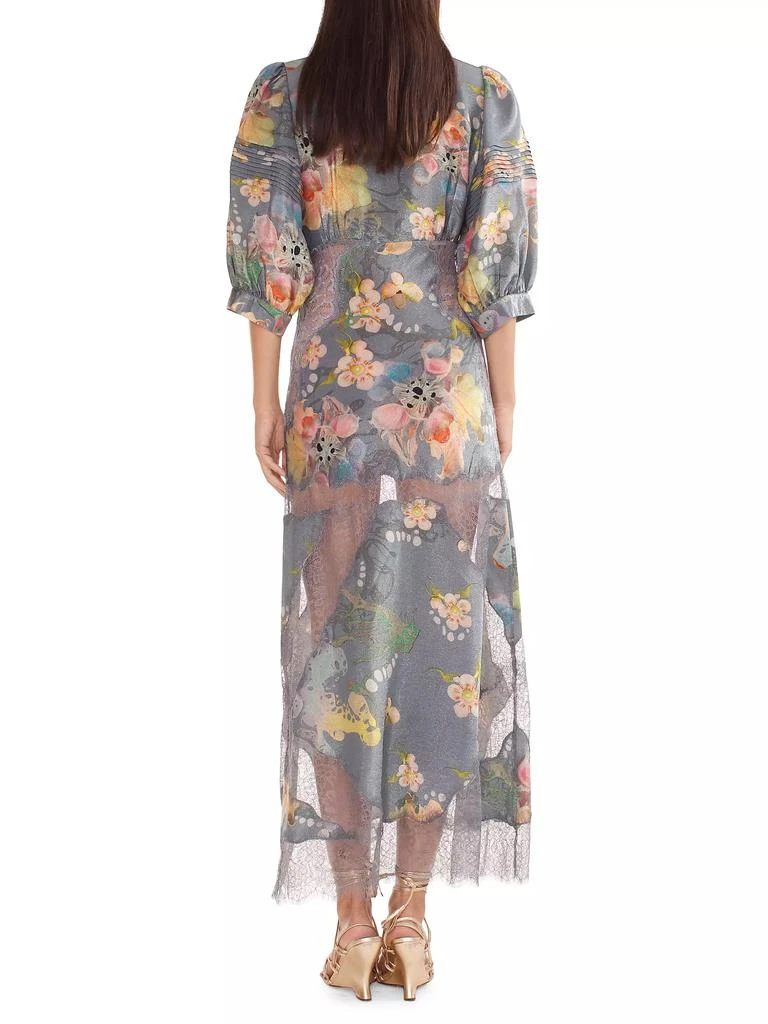 Cynthia Rowley Floral Metallic Silk Maxi Dress 3