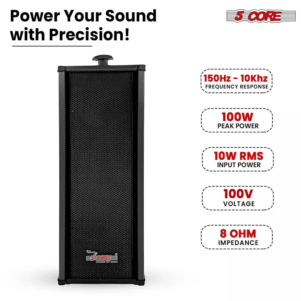 5 Core Wall Mount Enclosed Speaker Black - 200W Combined PMPO and 20W RMS Speaker System 4