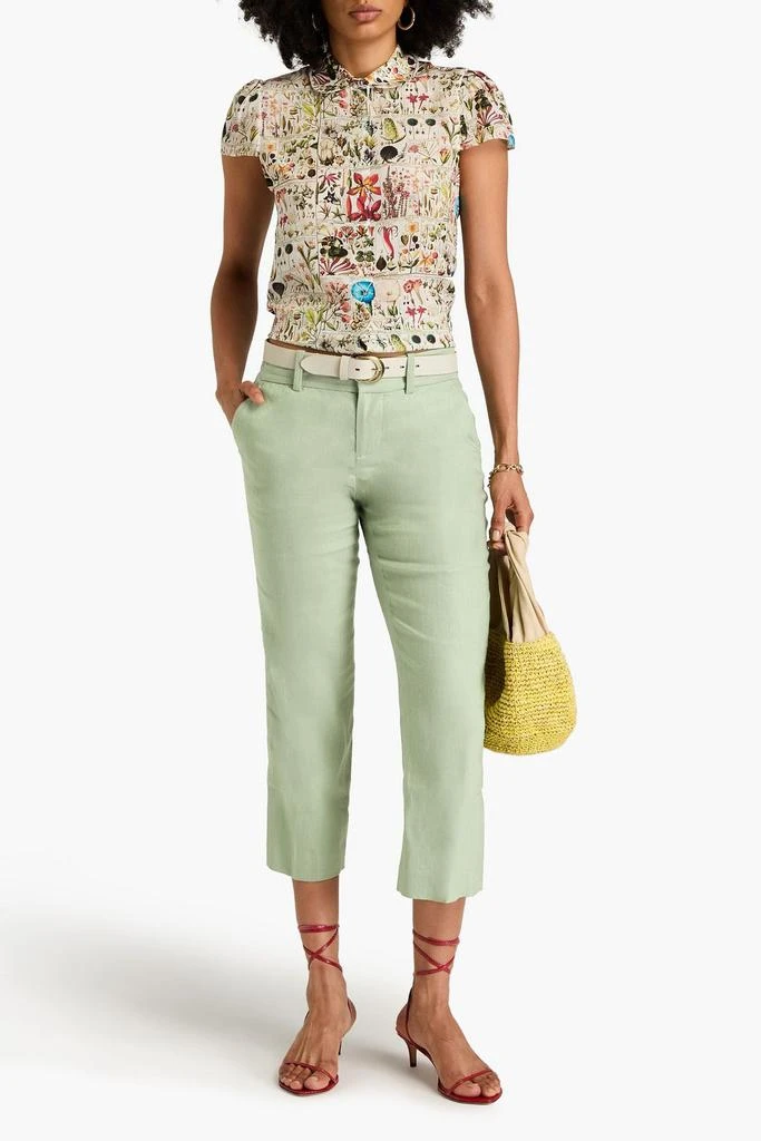 Alice + Olivia Janis cropped linen-blend kick-flare pants 2