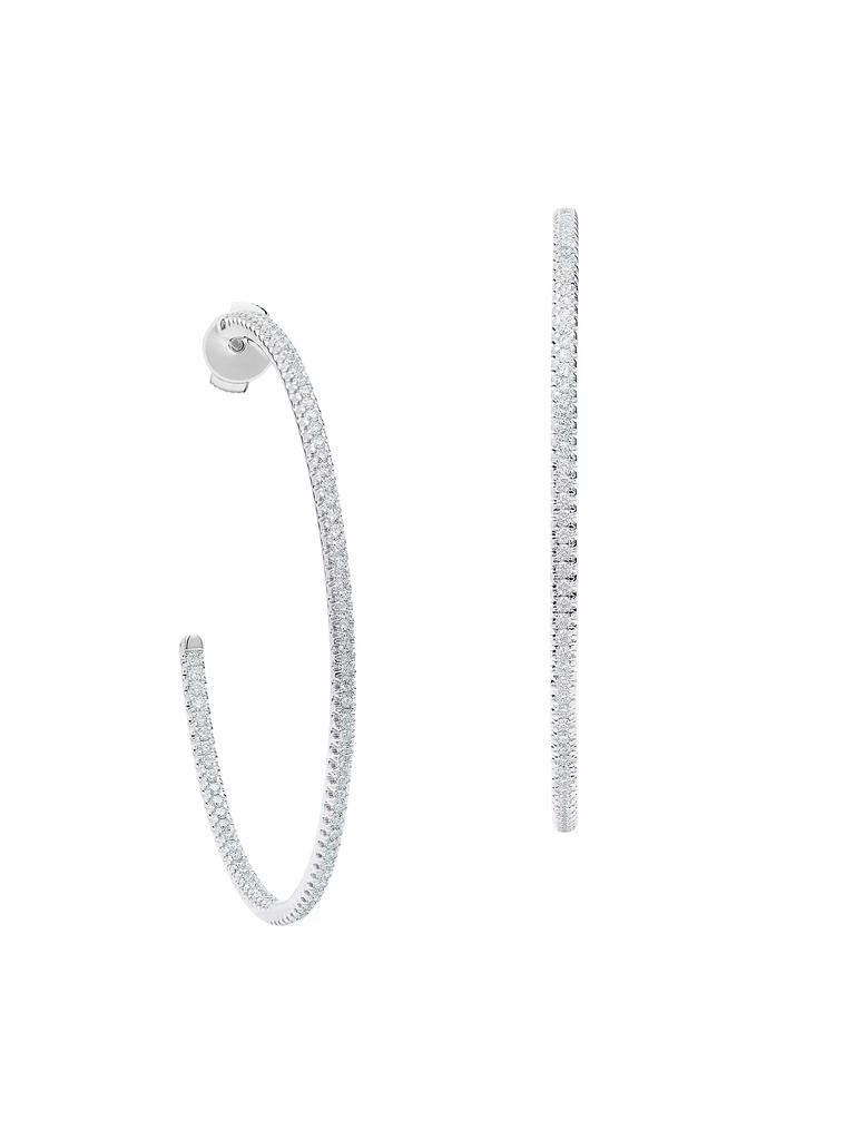 De Beers Classic Diamond & 18K White Gold Inside-Outside Hoop Earrings/2"