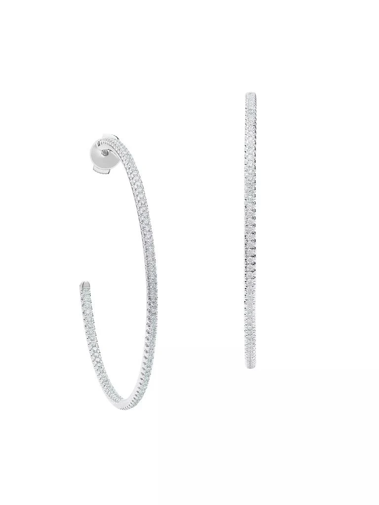 De Beers Classic Diamond & 18K White Gold Inside-Outside Hoop Earrings/2" 1