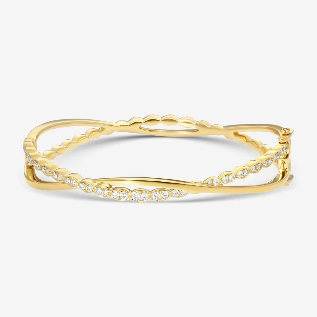 Hearts On Fire Hearts On Fire Lorelei 18K Yellow Gold Floral Twist Bangle Bracelet HFBLORFTW00658Y-M 1