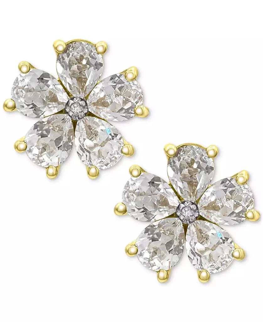 Macy
s Lab-created White Sapphire 3-1/6 ct. t.w. and Diamond Accent Flower Stud Earrings in 14K Gold-Plated Sterling Silver 3