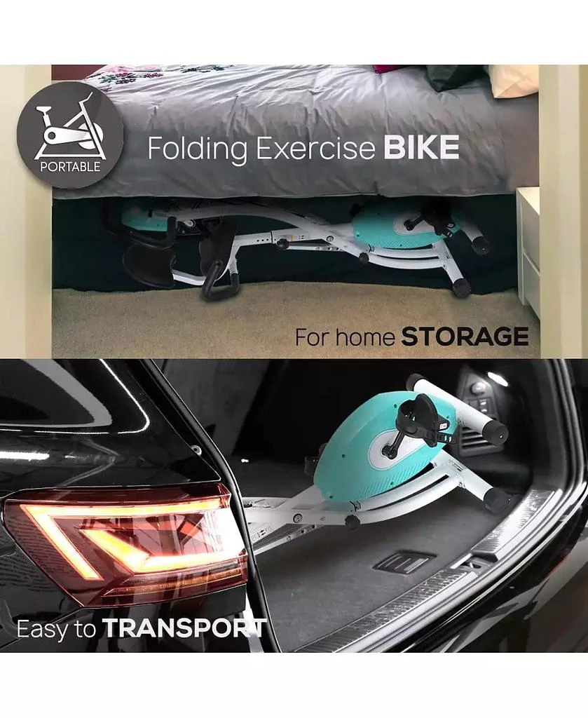 SereneLife Folding Digital Exercise Bike with Pulse Monitor and Resistance Bands 5