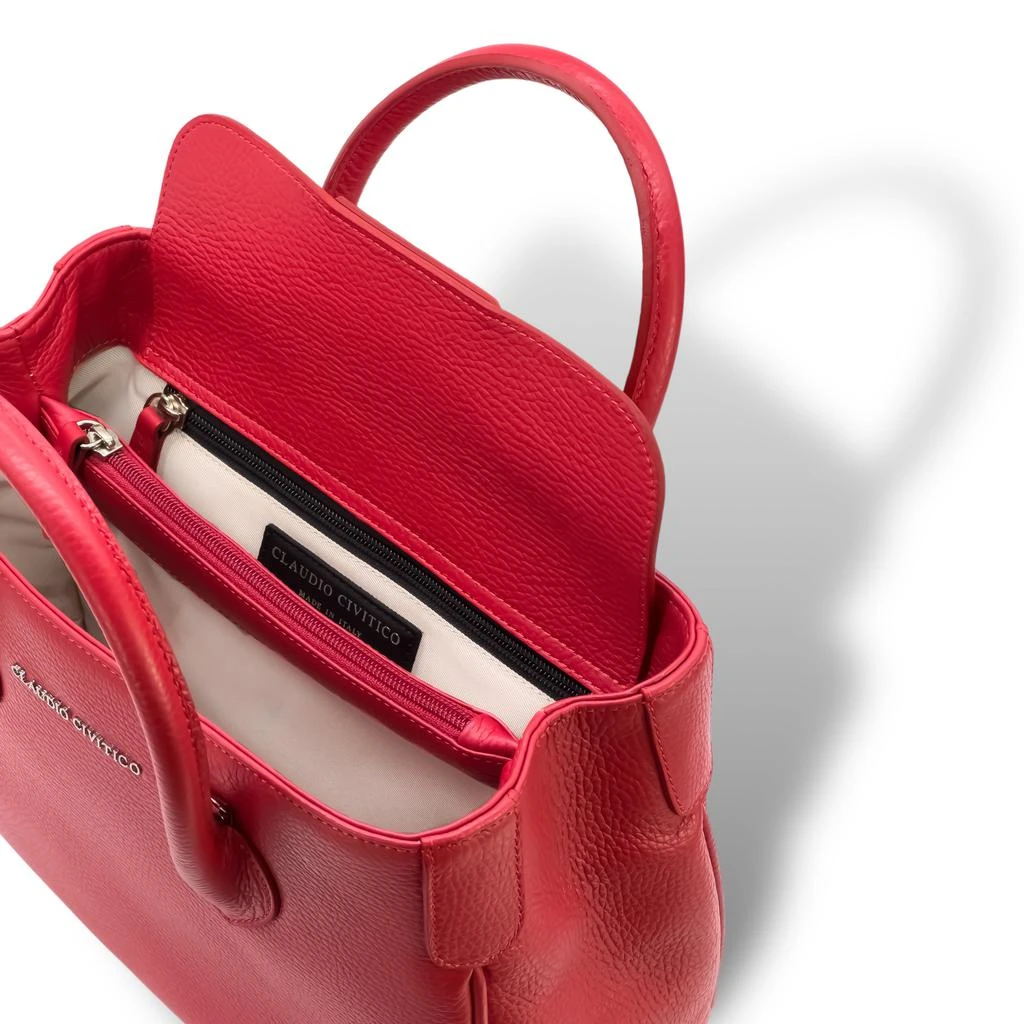 Claudio Civitico Red Satchel purse with silver hardware 4