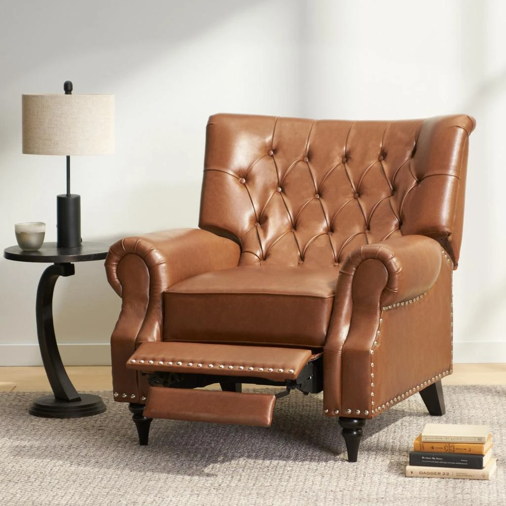 Streamdale Furniture Streamdale Classic Style Light Brown PU Push Back Chair 5