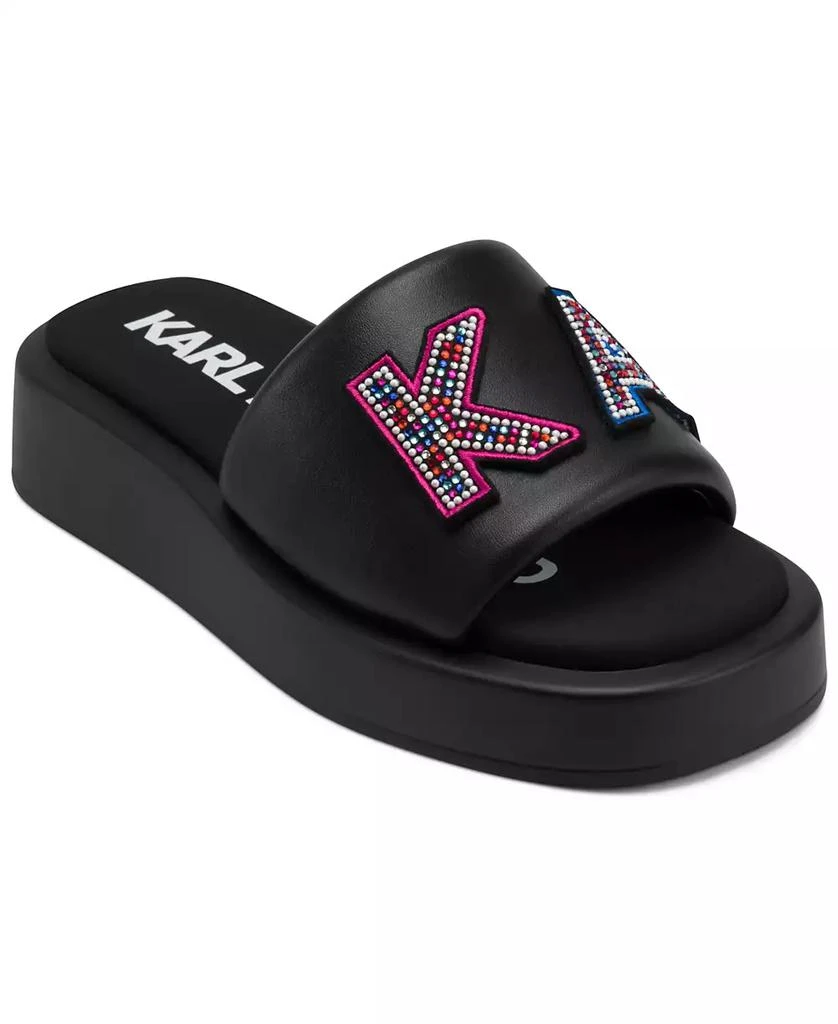 Karl Lagerfeld Paris Women
s Opal Stone Platform Slide Flat Sandals 1