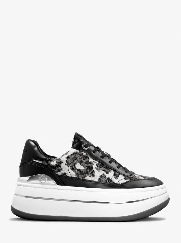 Michael Kors Hayes Leopard Logo and Leather Platform Sneaker 2