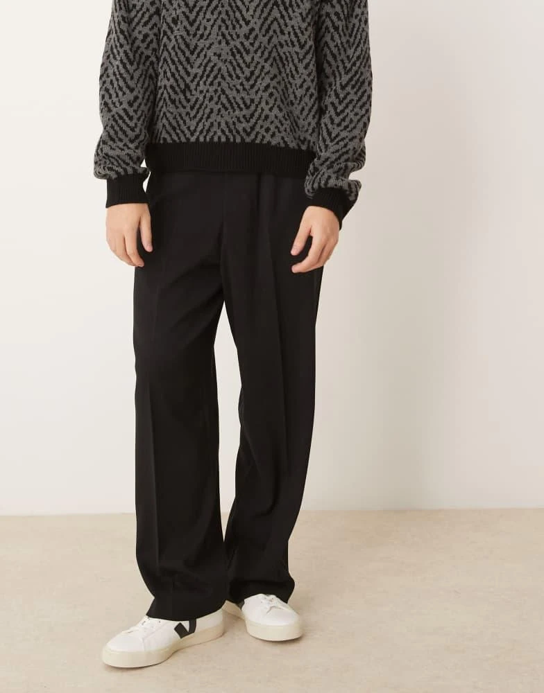 ASOS ASOS DESIGN pull on smart wide leg trousers black 1