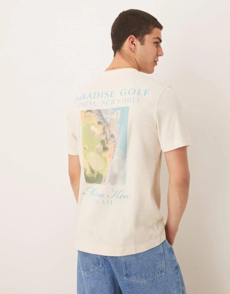 Abercrombie & Fitch Abercrombie & Fitch motif back print classic t-shirt in beige 1
