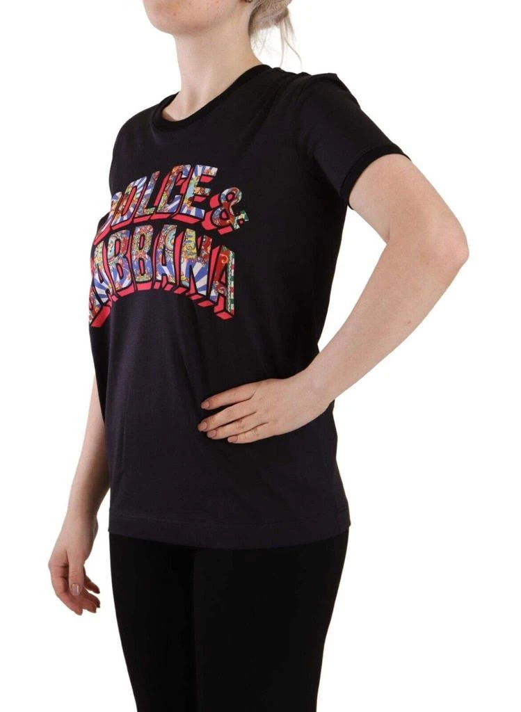 Dolce & Gabbana Dolce & Gabbana Black Logo Print Cotton Crew Neck Tee T-shirt 2