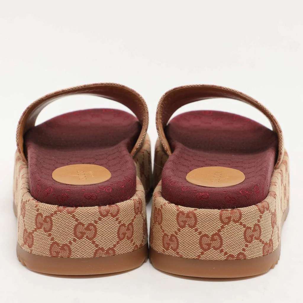 Gucci Gucci Brown/Beige GG Canvas Angelina Platform Slide Sandals Size 41 5