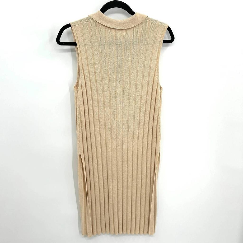 SAGE THE LABEL Sage The Label - Women
s Ribbed Button Up Collared Long Sleeveless Cardigan