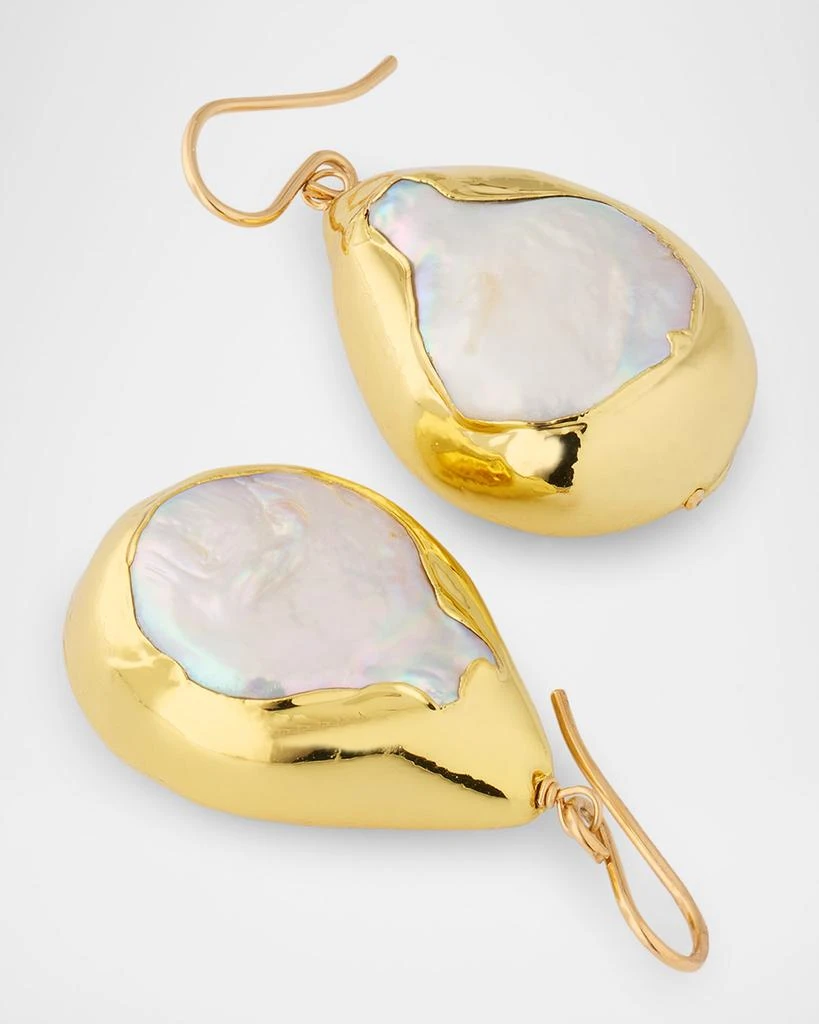 Devon Leigh Freshwater Pearl in Gold Bezel Earrings 3
