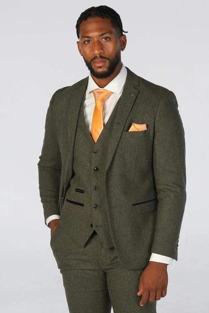Oliver Tweed (Infinity Leather) Men's Olive Green Wool Blend Tweed Formal  Suit - Suits - BeyondStyle