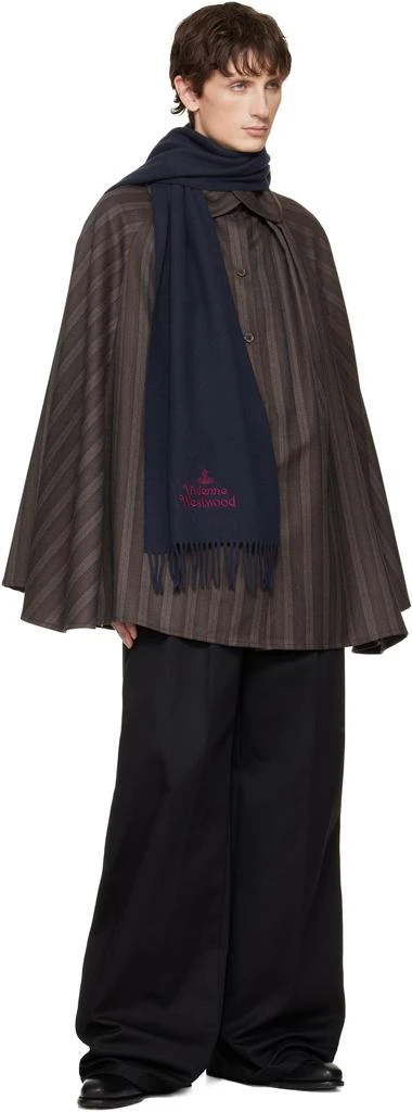 Vivienne Westwood Navy Embroidered Scarf 2