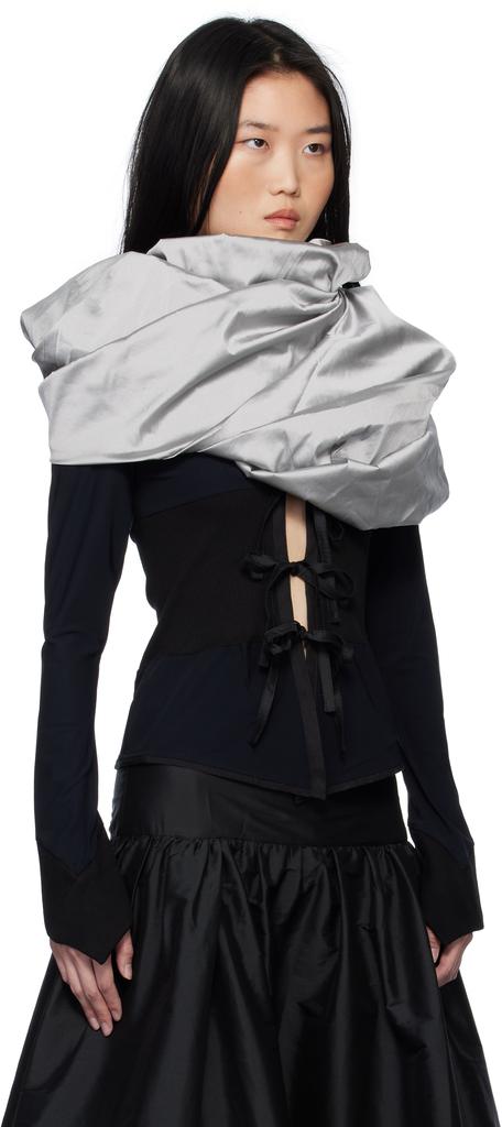 PAULA CANOVAS DEL VAS Black & Grey Puff Cardigan