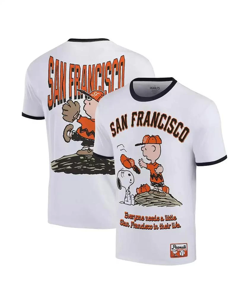 Ripple Junction Men's White Peanuts San Francisco Baseball Ringer T-Shirt 1