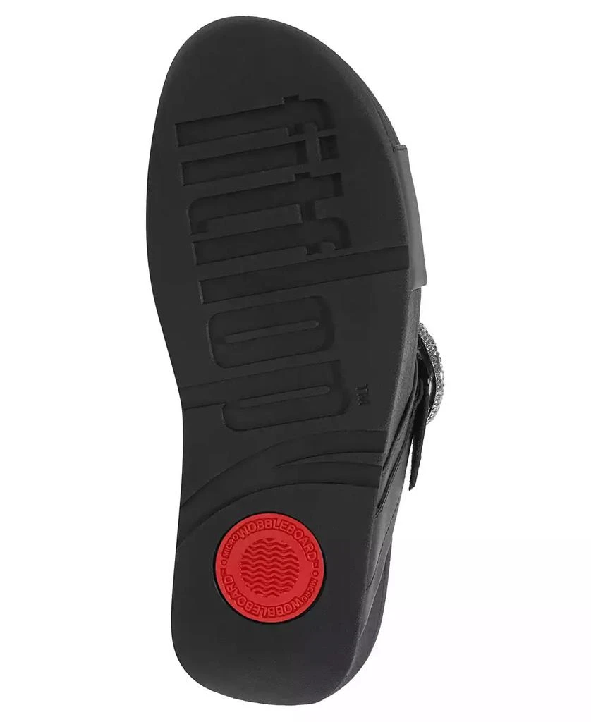 FitFlop Women's Lulu Crystal Buckle Leather Cross Slides Flats 8