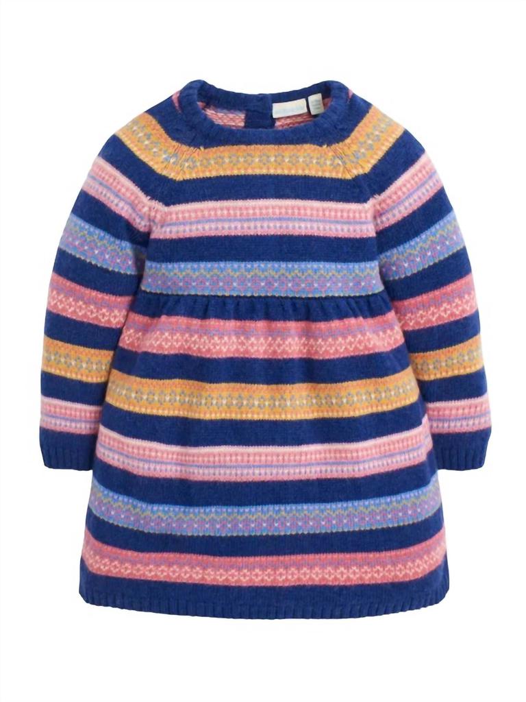 JoJo Maman Bébé Girl's Stripe Fair Isle Dress