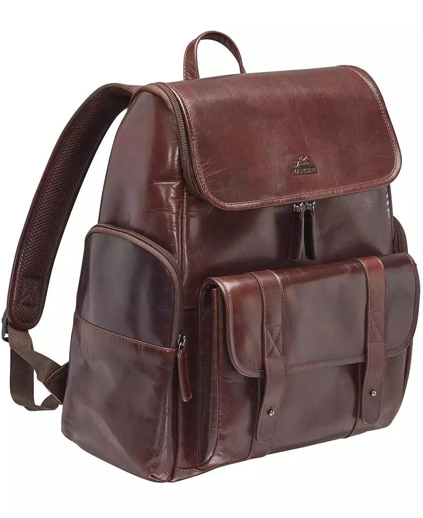 Mancini Leather Goods Men's Buffalo Backpack with Zippered Laptop, Tablet Compartment 3