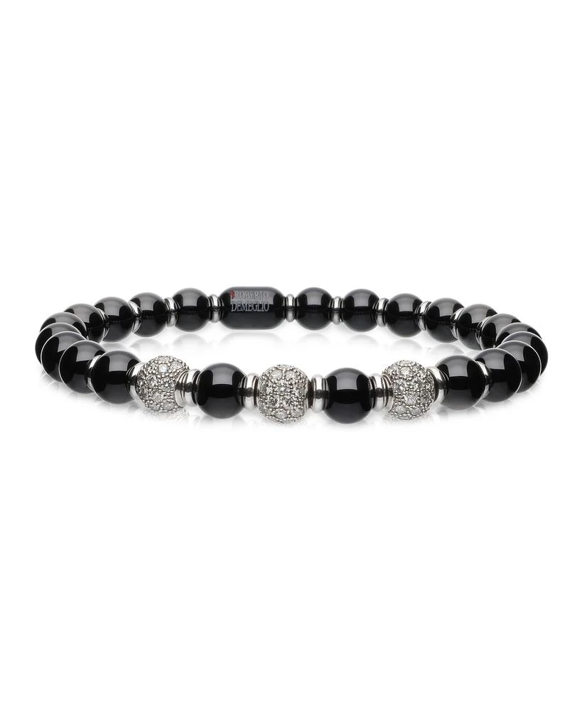 Roberto Demeglio Sfera 6.5mm Ceramic and 18K White Gold Diamond 3-Bead Stretch Bracelet, Black 1
