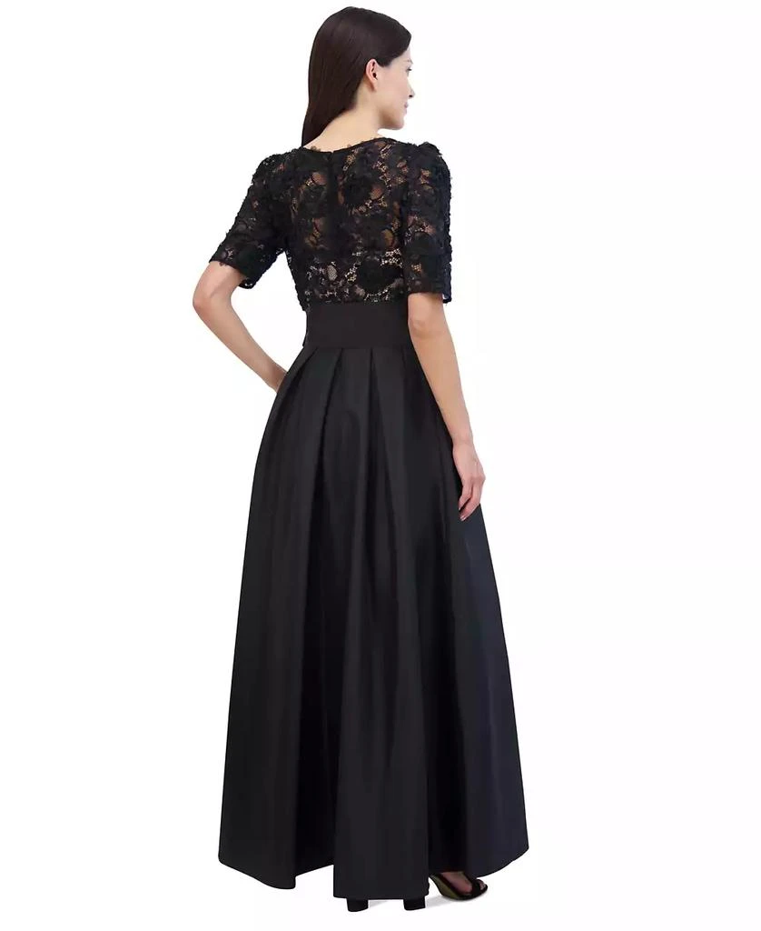 Eliza J Petite Lace-Bodice Jewel-Neck Gown 2