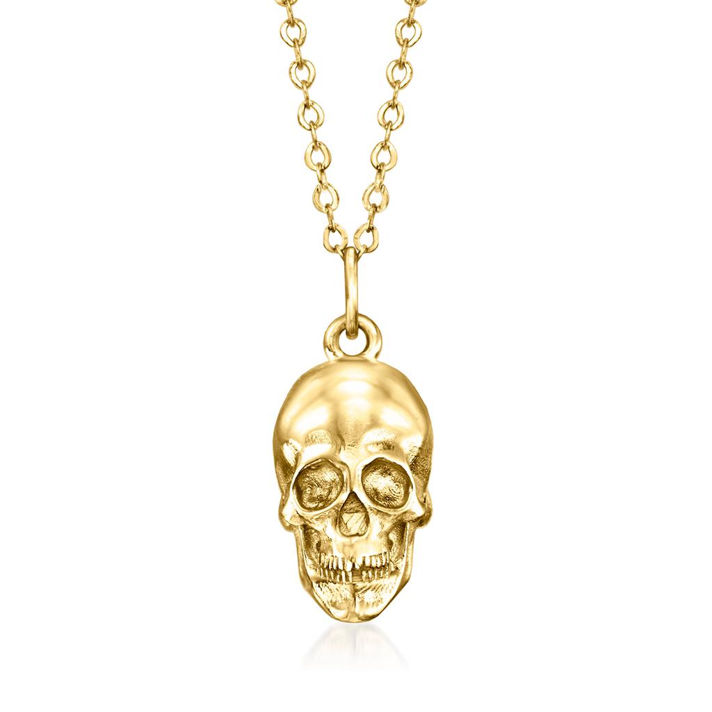 RS Pure RS Pure by Ross-Simons Italian 14kt Yellow Gold Skull Pendant Necklace