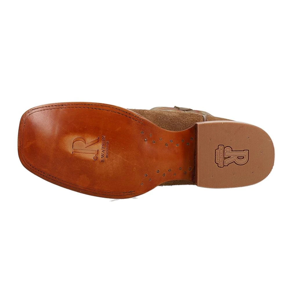 R. Watson Boots Rough Out Wide Square Toe Cowboy Boots 5