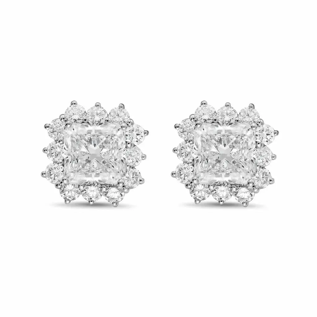 Diana M Jewels Diana M Jewels - Women's Radiant Lab-Grown Diamond Stud Earrings (6.00 Ct TCW) - Elegant