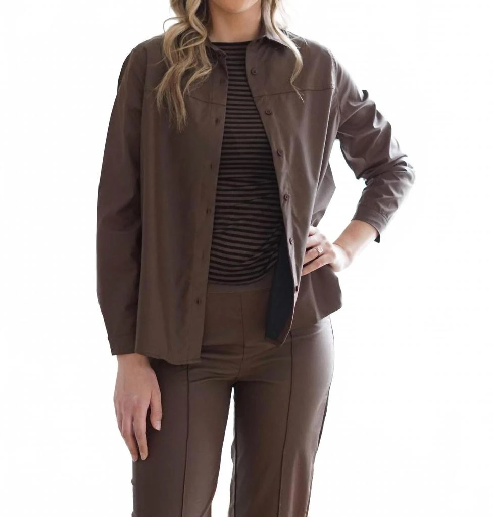 Joh Jomara Faux Leather Top In Brown