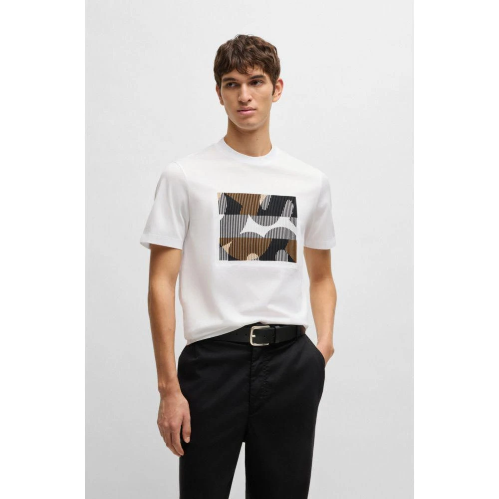 Hugo Boss Mercerized-cotton T-shirt with brand artwork 3