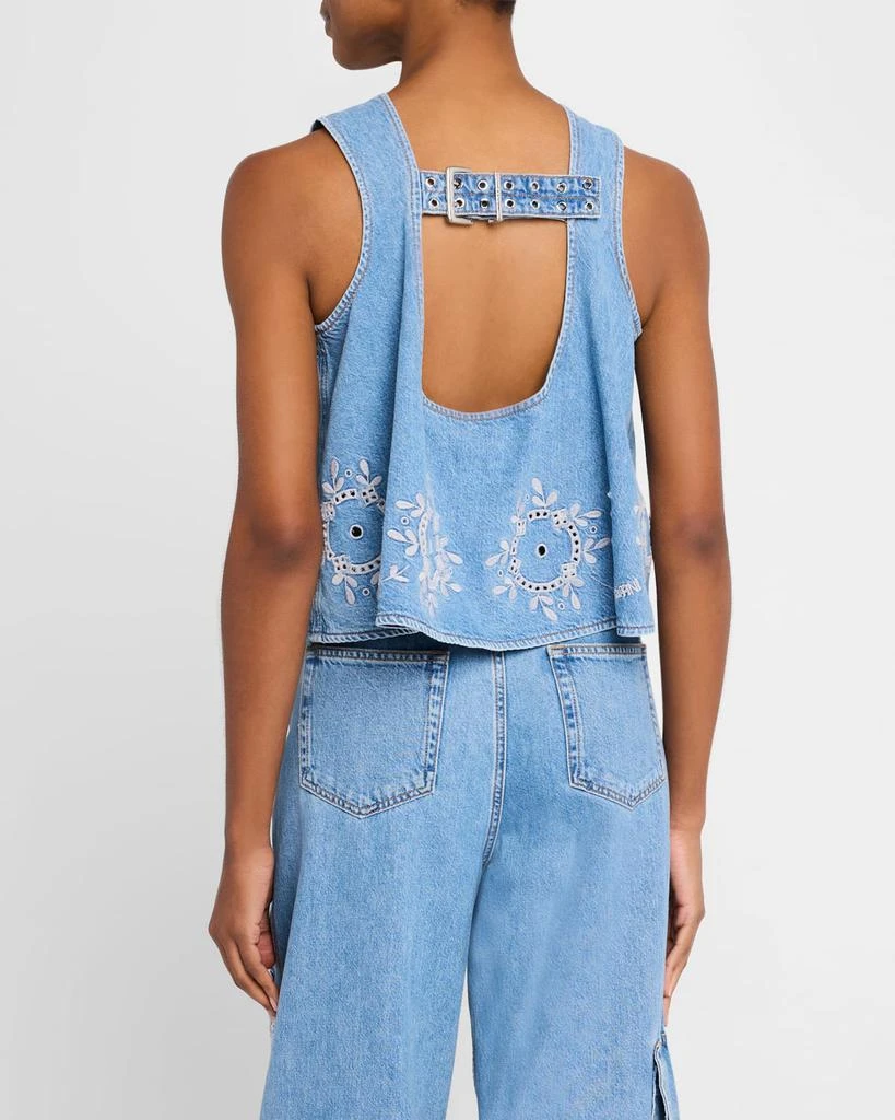 Ganni Broderie Anglaise Denim Top 3