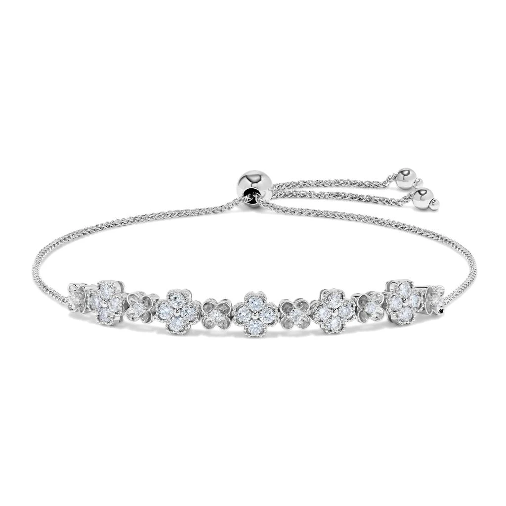 H.J. Namdar 0.7 ct tw Diamond Clover and Floral Bolo Bracelet 14K White Gold Natural Diamonds