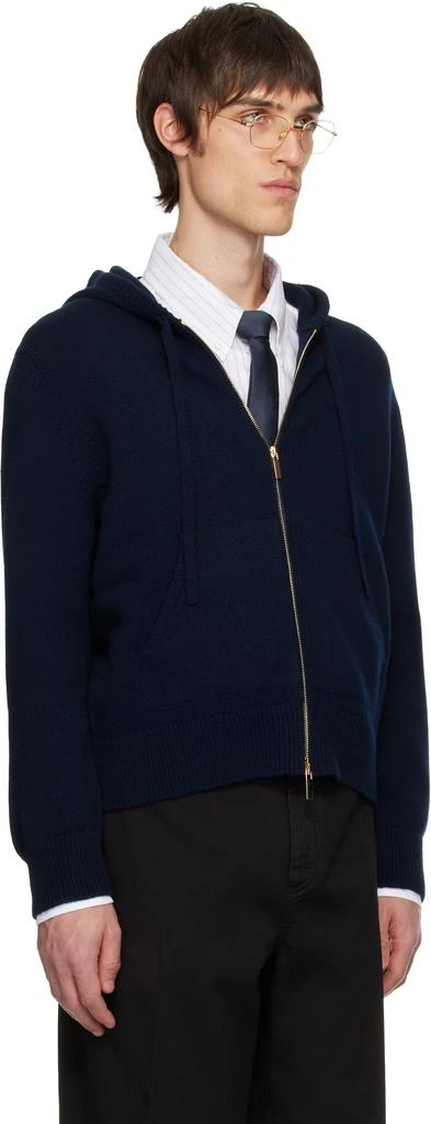 Thom Browne Navy Geese Intarsia Merino Wool Hoodie 2