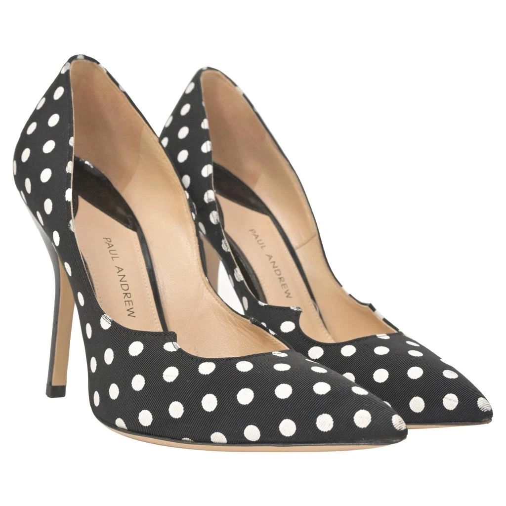 Paul Andrew Polka Dot Pumps in Black Cotton 3