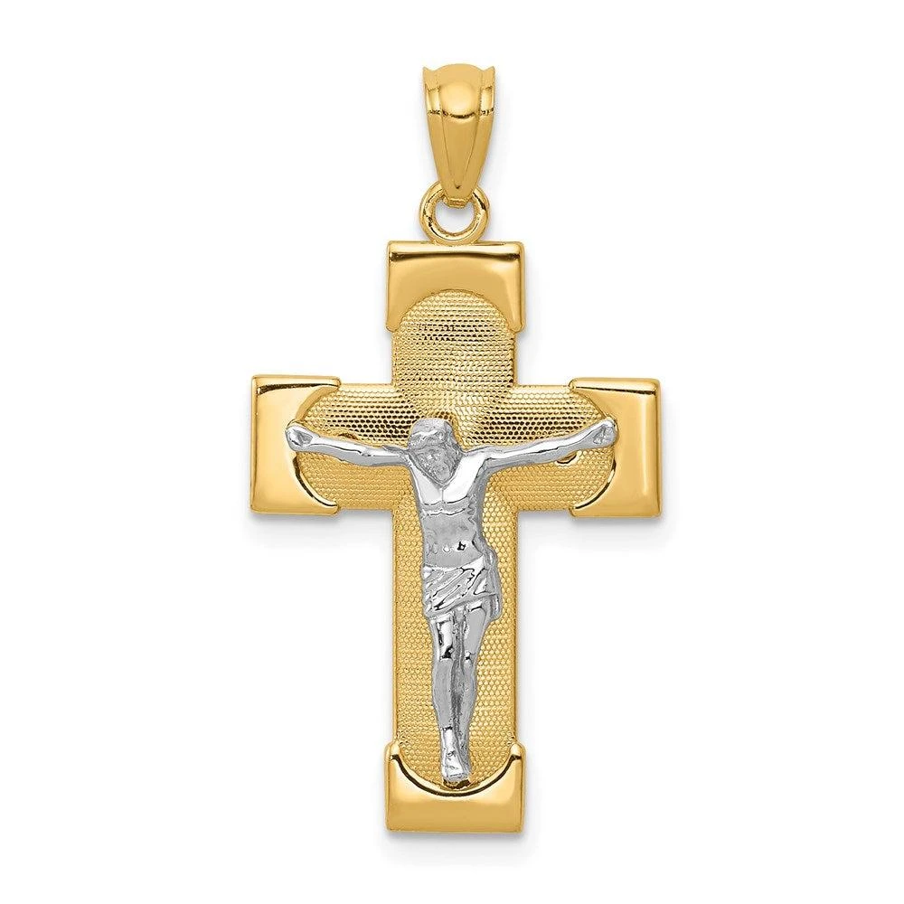 Diamond2Deal 14k Two-tone Gold Crucifix Pendant