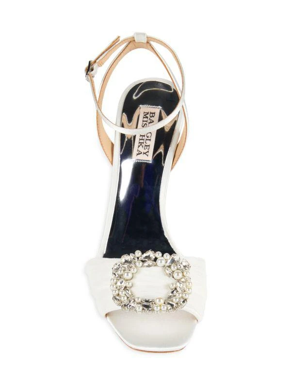 Badgley Mischka Nixie Embellished Leather Sandals 5