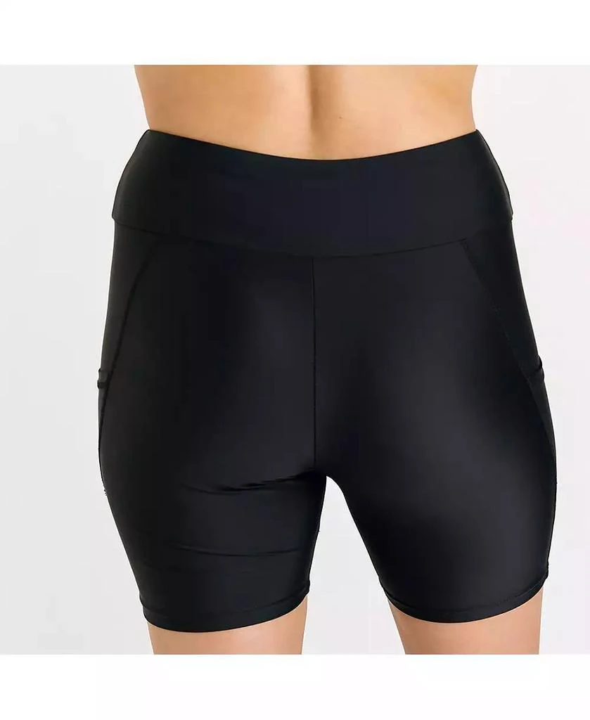 Calypsa Plus Size Mid-Thigh Swim Shorts With Pockets 3