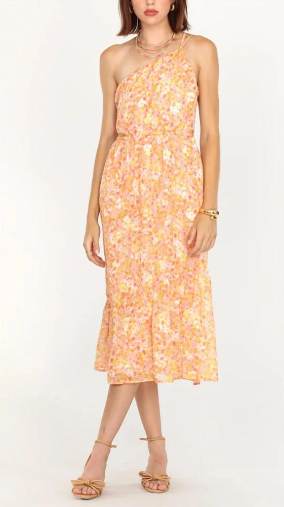 Greylin Greylin - Reya One Shoulder Textured Chiffon Cut Out Dress 1